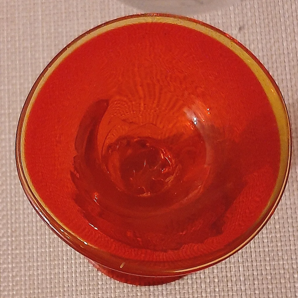 Vintage, DREW SMITH | Red Glass Artisan Candle Holder - signed